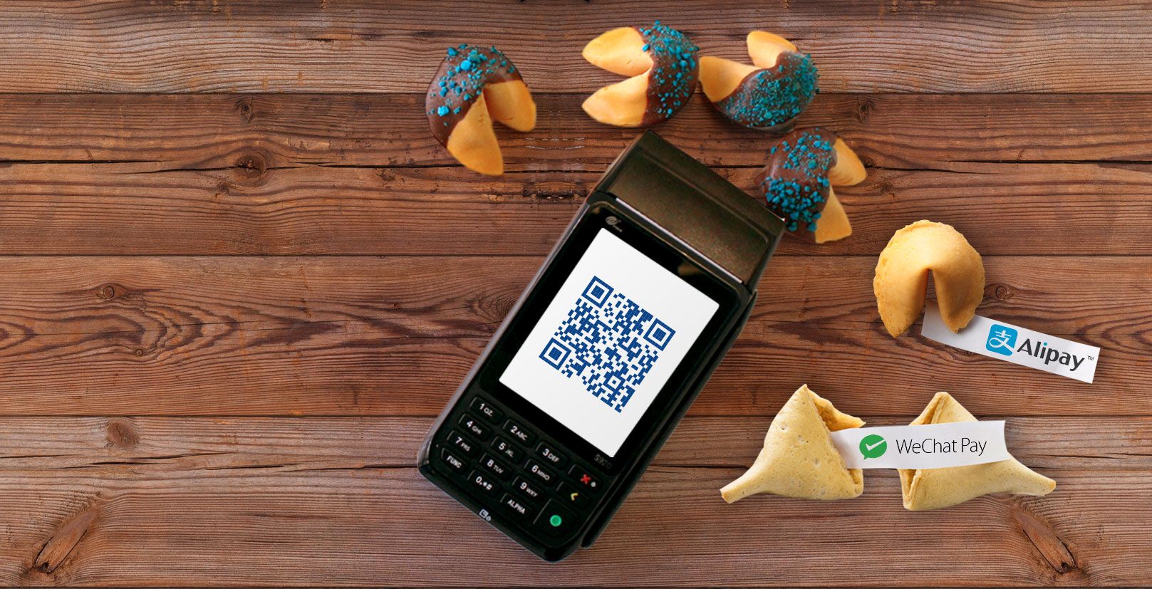 EFTPOS machine with QR code on screen