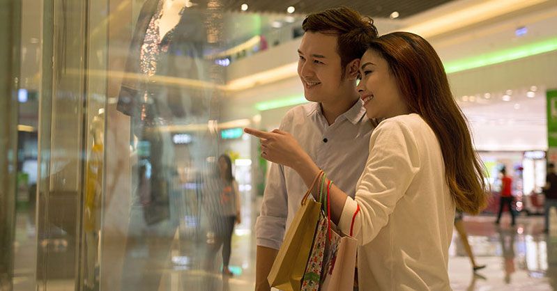 Chinese couple shopping