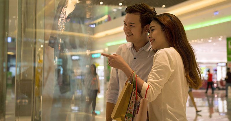 Chinese couple shopping