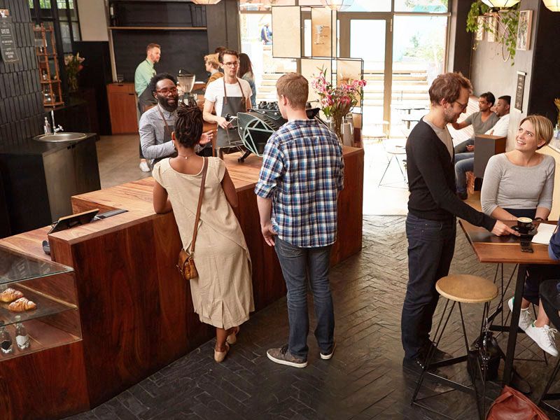 Customers in a cafe