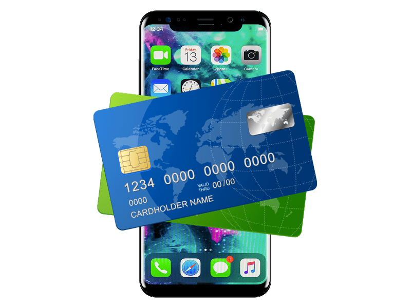 Mobile phone with credit cards