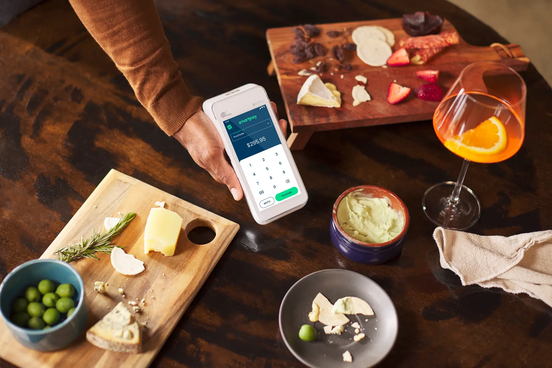 Smartpay A920Pro terminal awaiting payment in Charcutere