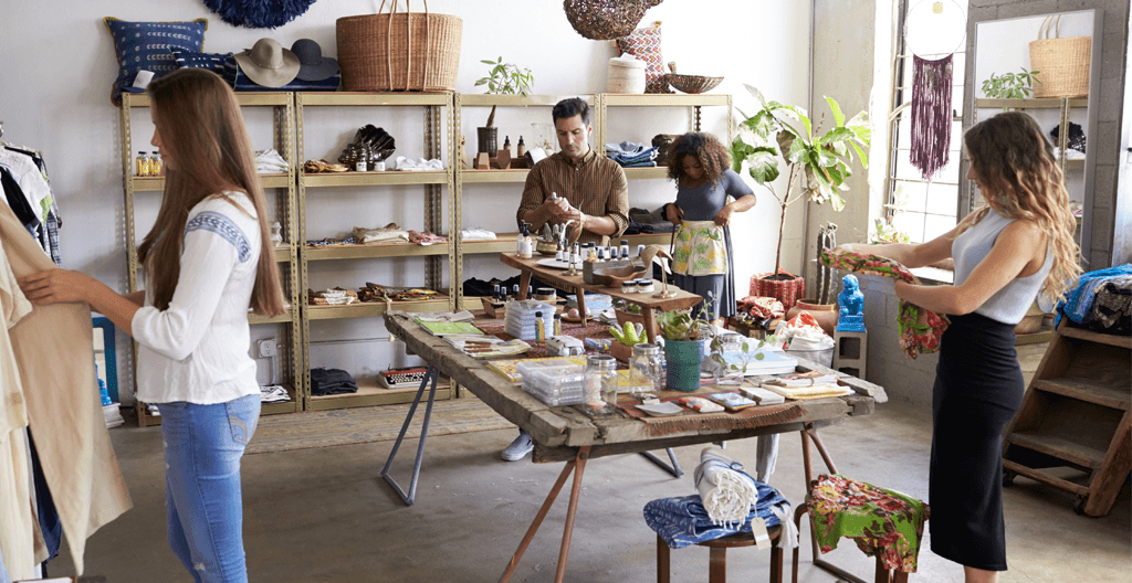 customers in a busy shop